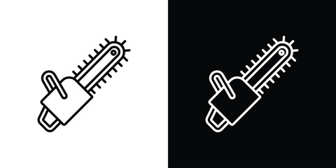 Chainsaw icon outline. Vector isolated pictogram for web