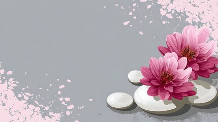 watercolor lotus flower on a light background, background for spa invitation, template
