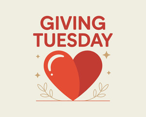 Giving Tuesday Design with Heart and Olive Branch Symbol