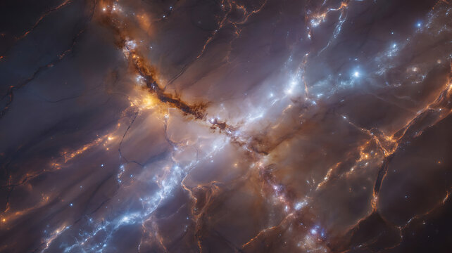 Glowing cosmic star network forming radiant nebula web in deep space
