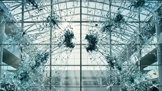 A glass ceiling cracking slowly.