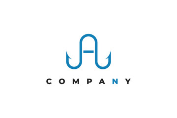 letter a and two fishing hooks logo