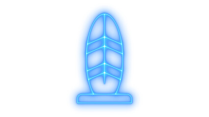 Neon stylized plant icon on transparent background. leaf symbol, ecology element, and futuristic totem