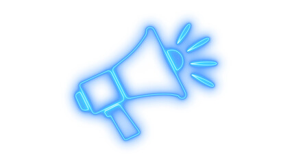 Neon megaphone icon on transparent background. announcement, communication, broadcast, and warning sign