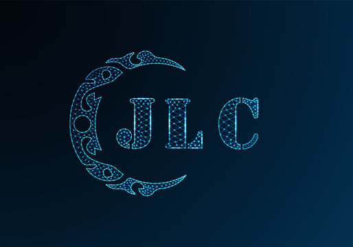 Low poly letter logo JLC design. JLC letter logo low poly vector design on blue color gradient background. JLC logo low poly design