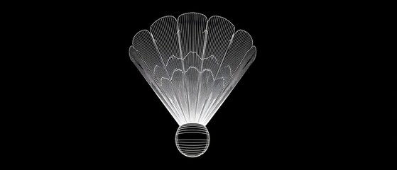 Minimalist Abstract Shuttlecock Design with Light Effect on Black Background