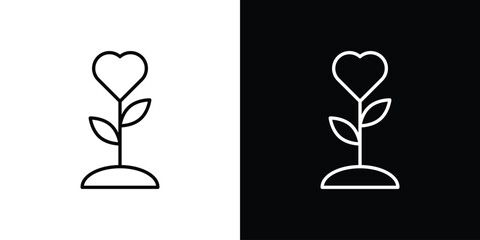 Plant heart icon outline. Vector isolated pictogram for web