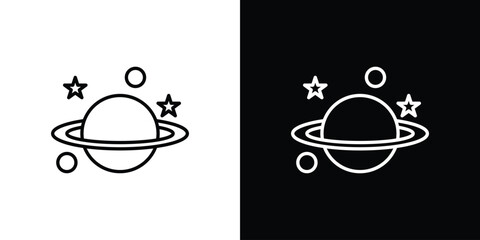 Planet saturn icon outline. Vector isolated pictogram for web © Cristiane