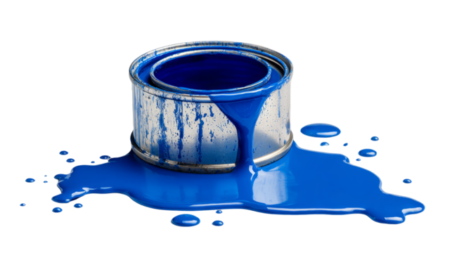 Open can of paint with drip minimal on white