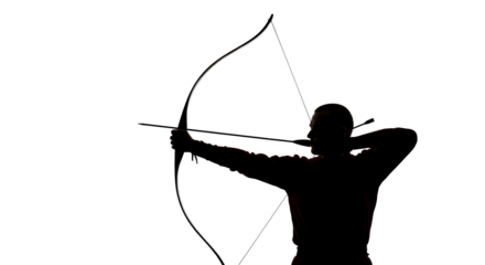 Archer Pulling Back Bowstring Silhouette
