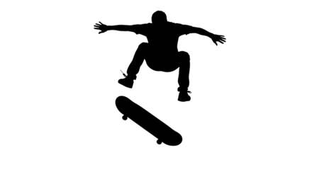 Skateboarder Performing Ollie Jump Silhouette