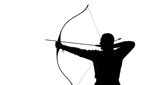 Archer Pulling Back Bowstring Silhouette