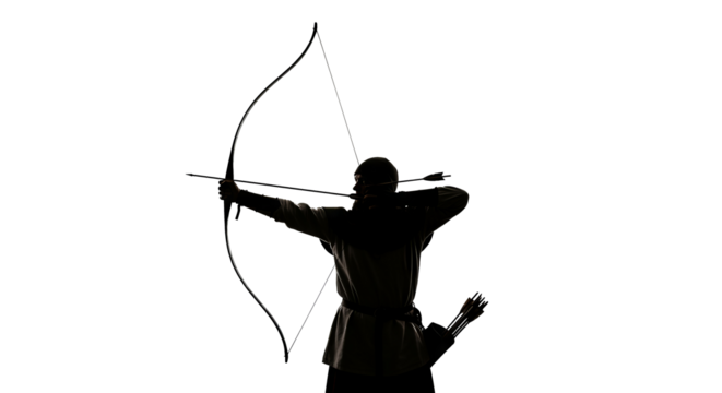 Historical Archer Drawing Bow Silhouette - Powered by Adobe