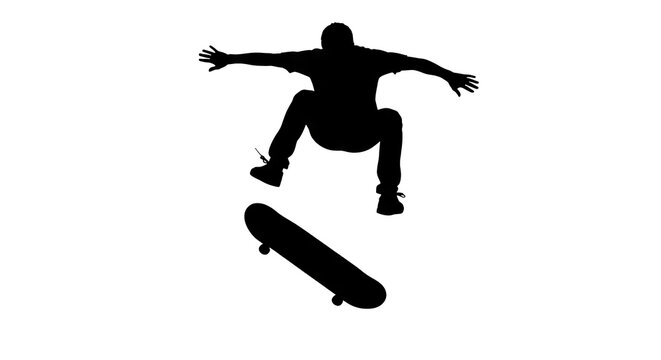 Skateboarder Performing Ollie Jump Silhouette