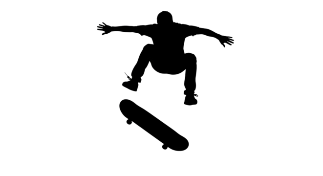 Skateboarder Performing Ollie Jump Silhouette