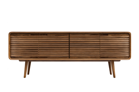 Wooden sideboard isolated on transparent background for storage