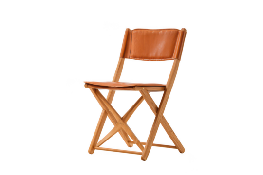 Wooden folding chair isolated on transparent background