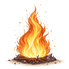 Vibrant campfire with glowing embers and dancing flames