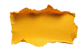 Yellow torn paper piece isolated on transparent background