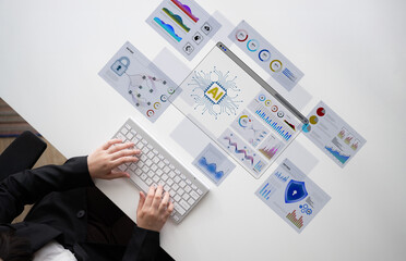 An Artificial Intelligence platform for business intelligence. The dashboard shows advanced data analytics, predictive modeling, and security monitoring through various visualizations. Fermion