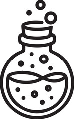 An enchanting potion swirls within a classic bottle, offering a visual representation of alchemy, magic, or mystical concoctions, with a simple, illustrative style.
