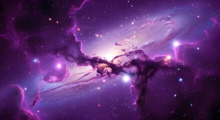 Vibrant purple nebula and starry cosmos in deep space