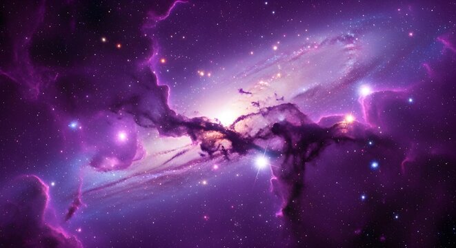 Vibrant purple nebula and starry cosmos in deep space