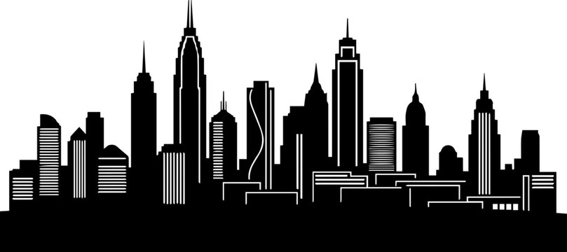 Iconic city skyline silhouette representing modern urban development and business growth