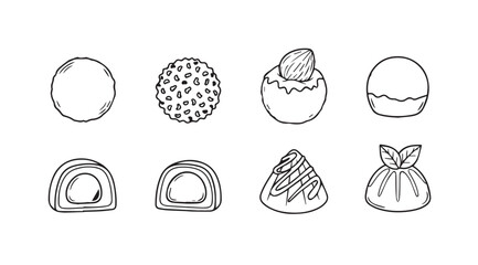 Collection of hand drawn easter egg and candy silhouettes