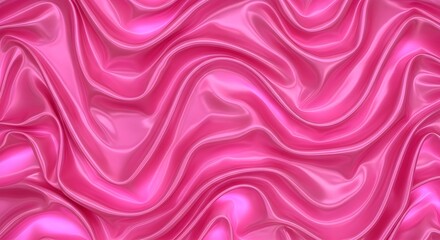 Obraz premium Vibrant pink satin fabric with elegant draping and soft waves