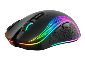 Modern electronic input device features customizable illumination against a white background