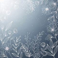 Elegant floral design with white flowers and leaves on a blue background