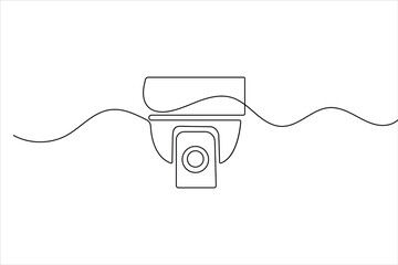 Obraz premium Cctv camera single line art minimalist outline security device illustration 