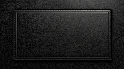 Luxurious black leather texture with a stitched frame detail showcase.