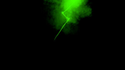 Abstract realistic nature green lightning thunder background . Bright curved line on isolated texture overlays. Stock illustration.