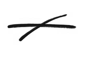 Black spray paint cross mark or x symbol forming a grunge graffiti style rejection sign, transparent background png