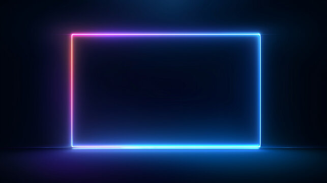 Glowing neon rectangular frame with vibrant colors and modern feel.