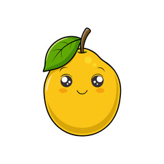 Cute yellow pear character with big eyes and a happy smile