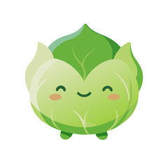 Adorable kawaii brussels sprout character with a happy smiling face