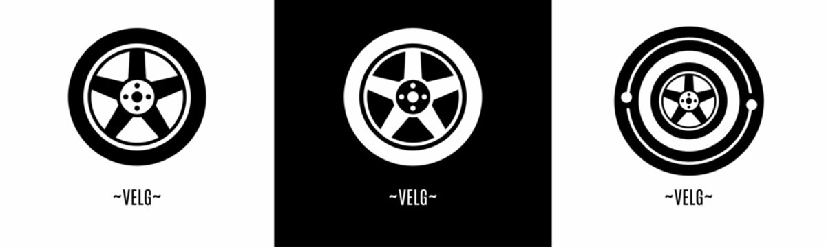 Velg icon set. Collection of black icon. Stock vector.