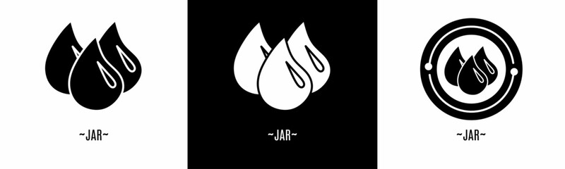 Water drop logo set. Collection of black and white logos. Stock vector.