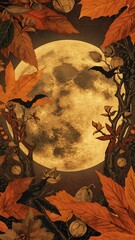 "Natural Texture Graphic Design Background in Harvest Moon Colors for Vintage Halloween Branding Elements"