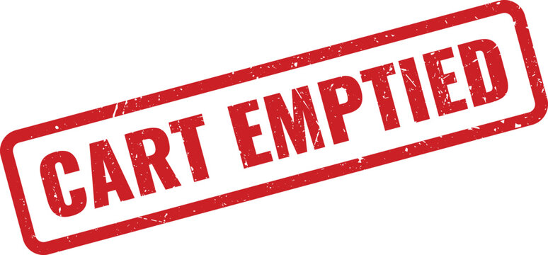 Clear red grunge effect rubber stamp impression displaying the message CART EMPTIED
