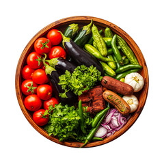 Vibrant Global Harvest: Fresh Produce, Spices & Ingredients Bowl, png