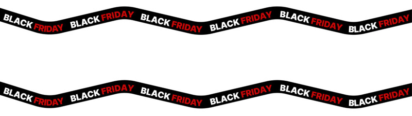 Black Friday ribbons. Crossed red ribbons and tapes with text on a transparent background. Black Friday sale banner with space for text. Vector.