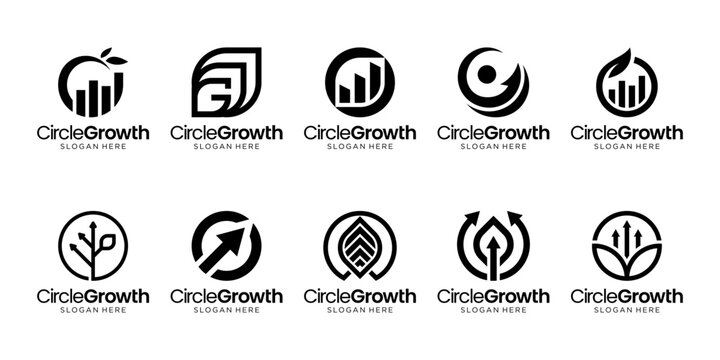 Set of abstract financial growth logo design inspiration. Geometric abstract logo icon vector isolated on white background.