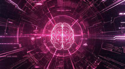 Artificial intelligence brain with glowing circuits