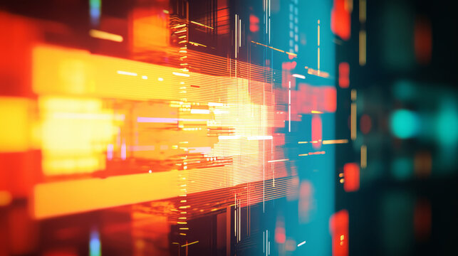 Abstract broken TV signal with glitchy transitions, scan lines