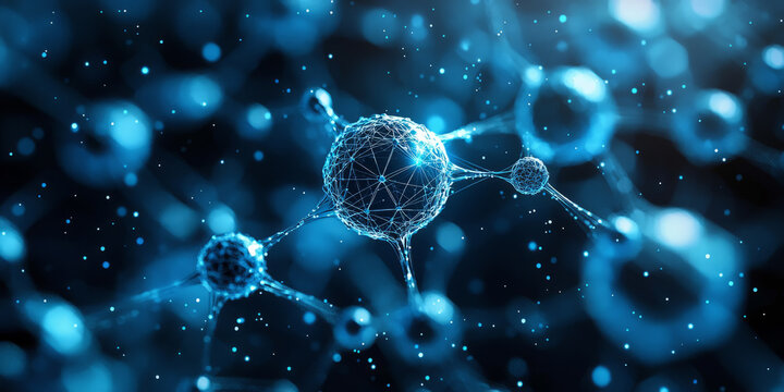 Elegant medical conference backdrop with modern molecule network patterns and soft gradient shading