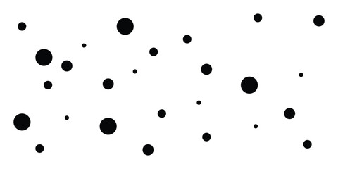 Black Confetti Dots Pattern Background Scattered Bubbles or Circles of Varying Sizes Isolated on White